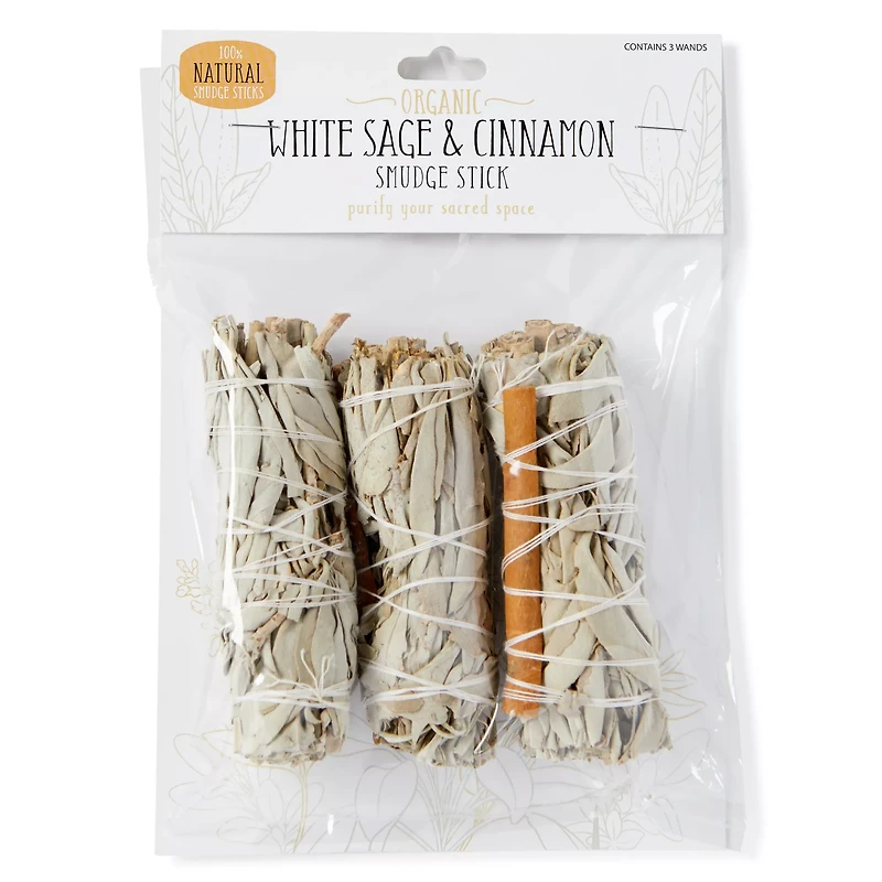 White Sage and Cinnamon Smudge Sticks - 3 Pack