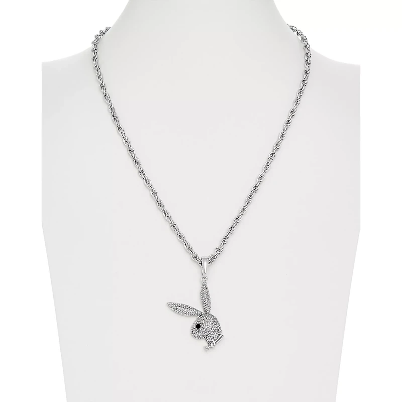 Clear CZ Playboy Bunny Rope Necklace
