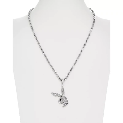 Clear CZ Playboy Bunny Rope Necklace
