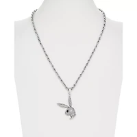 Clear CZ Playboy Bunny Rope Necklace