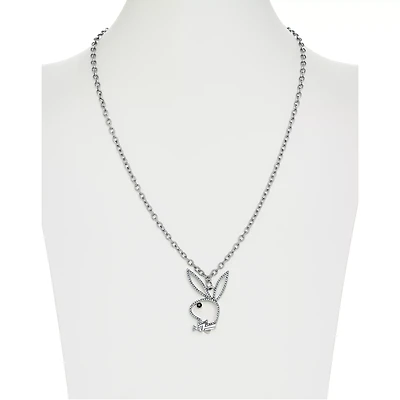 Clear CZ Outline Playboy Bunny Necklace