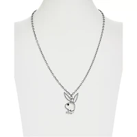 Clear CZ Outline Playboy Bunny Necklace