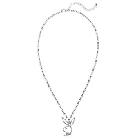Clear CZ Outline Playboy Bunny Necklace