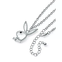 Clear CZ Outline Playboy Bunny Necklace