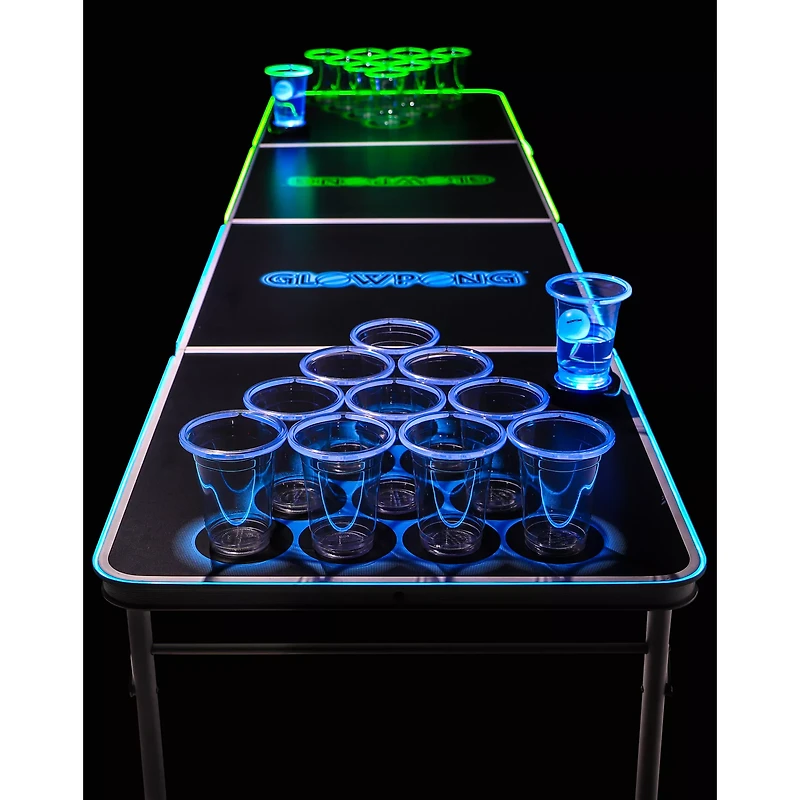 Glowing Green vs Blue Beer Pong Table - 8 ft.