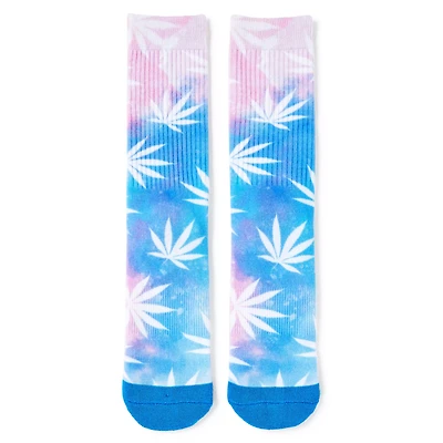 Pink and Blue Weed Leaf Crew Socks