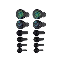 Multi-Pack Black Faux Abalone Plugs - 6 Pair