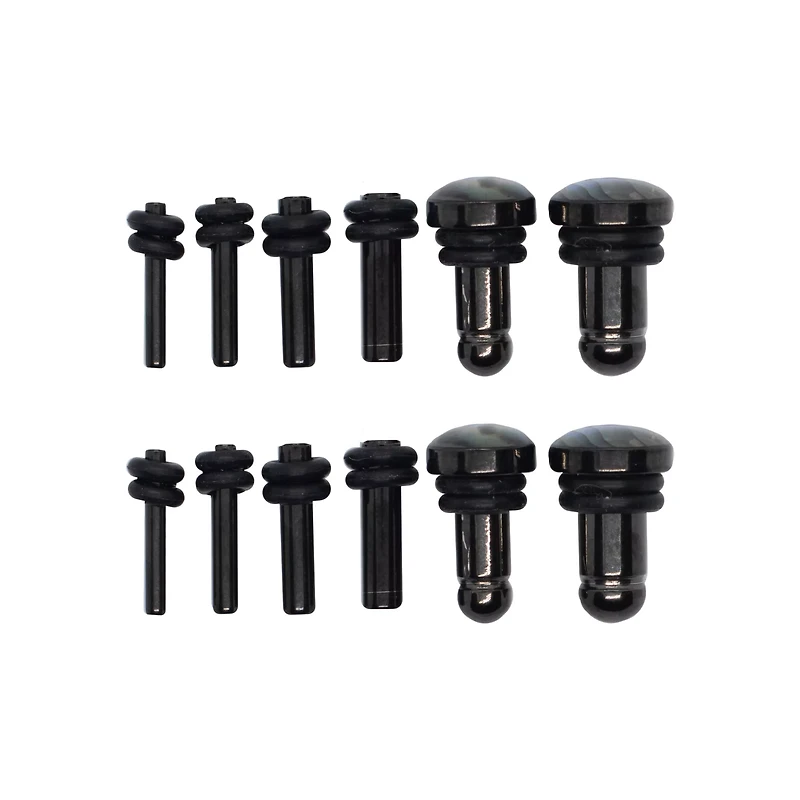 Multi-Pack Black Faux Abalone Plugs - 6 Pair