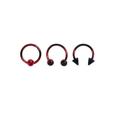 Multi-Pack Red and Black Ombre Septum Rings 3 Pack