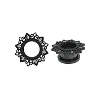 CZ Black Flower Screw Fit Tunnels