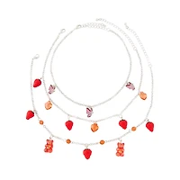 Multi-Pack Strawberry and Gummy Bear Choker Necklaces - 3 Pack