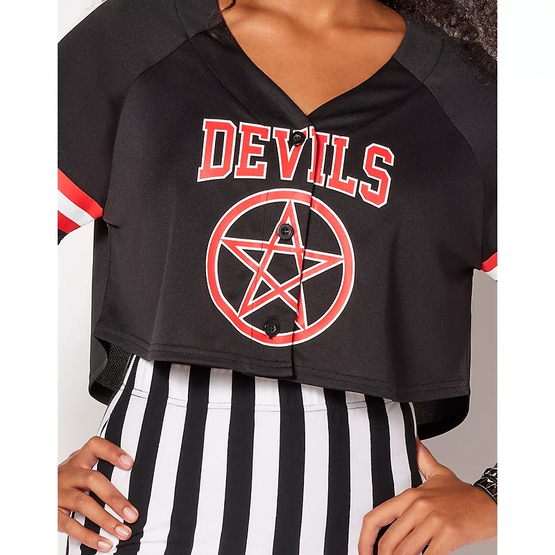 Devils Crop Top Jersey T Shirt