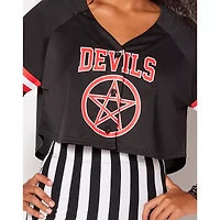 Devils Crop Top Jersey T Shirt