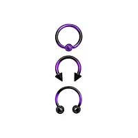 Multi-Pack Purple Ombre Horseshoe Rings 3 Pack - 16 Gauge