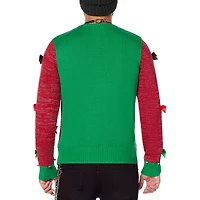 Light-Up Stop Staring At My Package Ugly Christmas Sweater