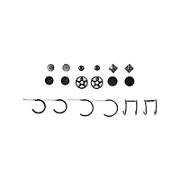 Multi-Pack Pentagram Stud and Hoop Earrings - 9 Pair