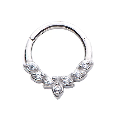 CZ Silvertone Leaf Hinged Septum Ring