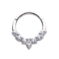 CZ Silvertone Leaf Hinged Septum Ring