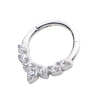 CZ Silvertone Leaf Hinged Septum Ring