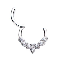 CZ Silvertone Leaf Hinged Septum Ring