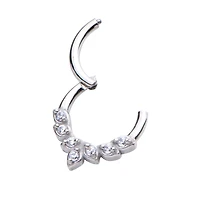 CZ Silvertone Leaf Hinged Septum Ring