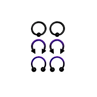 Multi-Pack Purple Ombre Horseshoe Rings and Captive 3 Pair - 16 Gauge