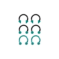 Multi-Pack Teal CZ Horseshoe Rings - 3 Pair