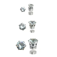 Multi-Pack Round CZ Magnetic Fake Stud Earrings