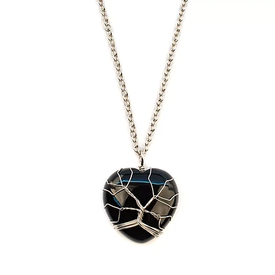 Onyx Cage Stone Heart Necklace