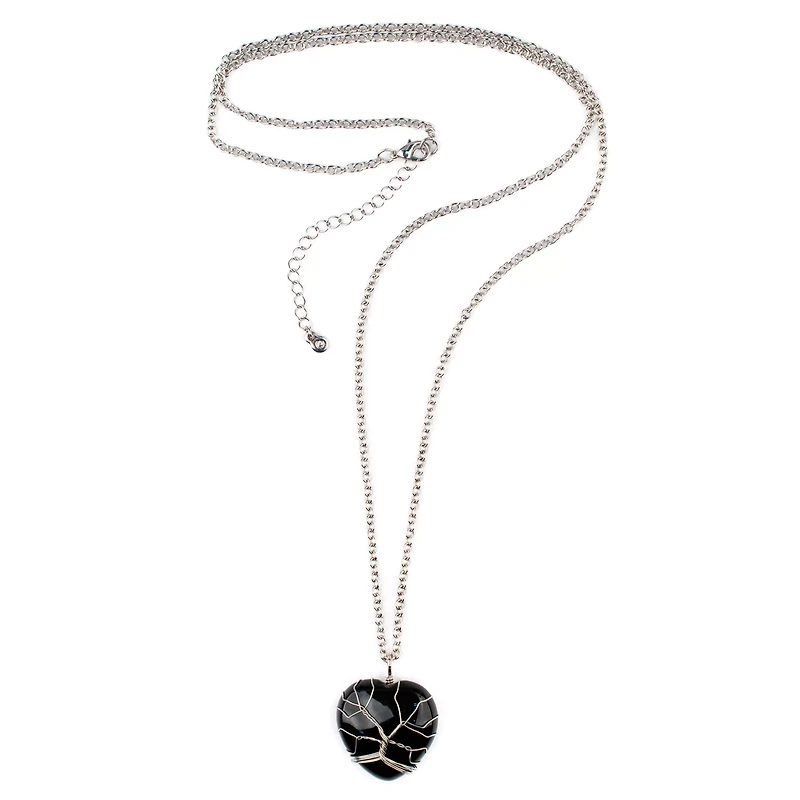 Onyx Cage Stone Heart Necklace