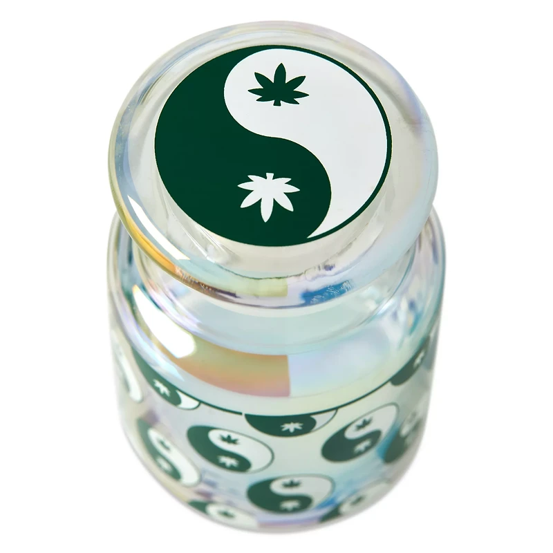 Yin Yang Weed Leaf Stash Jar and Ashtray Set