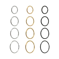 Multi-Pack Multi-Color Hoop Nose Rings 12 Pack - 20 Gauge