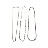 Multi-Pack Figaro Curb and Snake Chain Necklaces 3 Pack