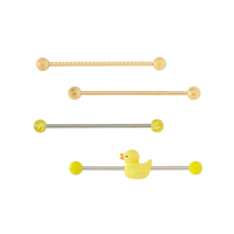 Multi-Pack Duck Charm Industrial Barbells 4 Pack - 14 Gauge