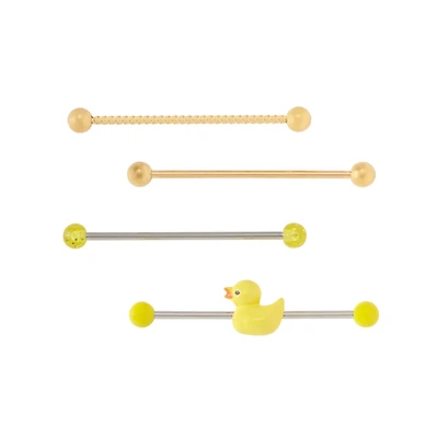 Multi-Pack Duck Charm Industrial Barbells 4 Pack - 14 Gauge