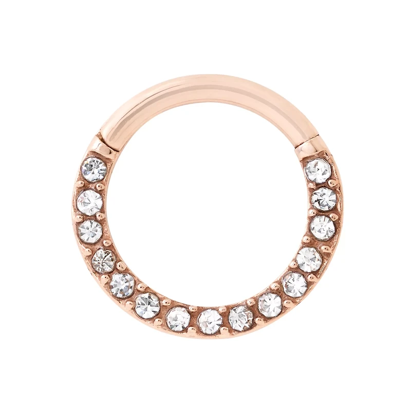 Rose Gold-Tone CZ Hinge Hoop Ring