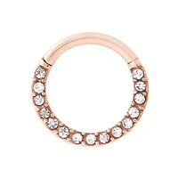 Rose Gold-Tone CZ Hinge Hoop Ring
