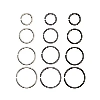 Multi-Pack Black and Silvertone Hoop Nose Rings 12 Pack - 20 Gauge