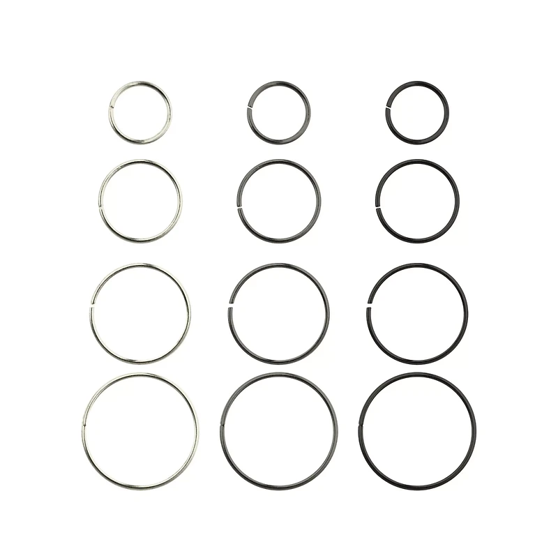 Multi-Pack Black and Silvertone Hoop Nose Rings 12 Pack - 20 Gauge