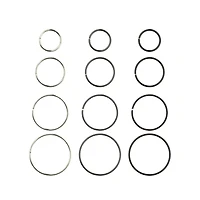 Multi-Pack Black and Silvertone Hoop Nose Rings 12 Pack - 20 Gauge
