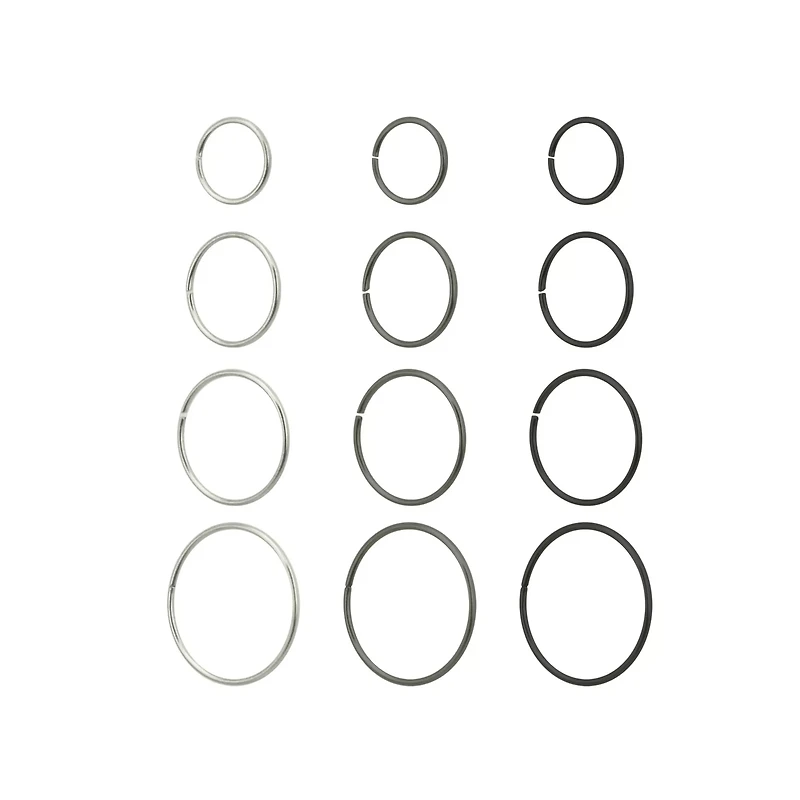 Multi-Pack Black and Silvertone Hoop Nose Rings 12 Pack - 20 Gauge