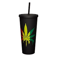 Rasta Drippy Weed Leaf Cup With Straw - 20 oz.