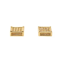 CZ Square Grid Earrings