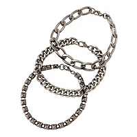 Multi-Pack Gray Chain Bracelets - 3 Pack
