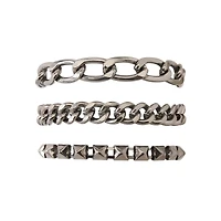 Multi-Pack Gray Chain Bracelets - 3 Pack