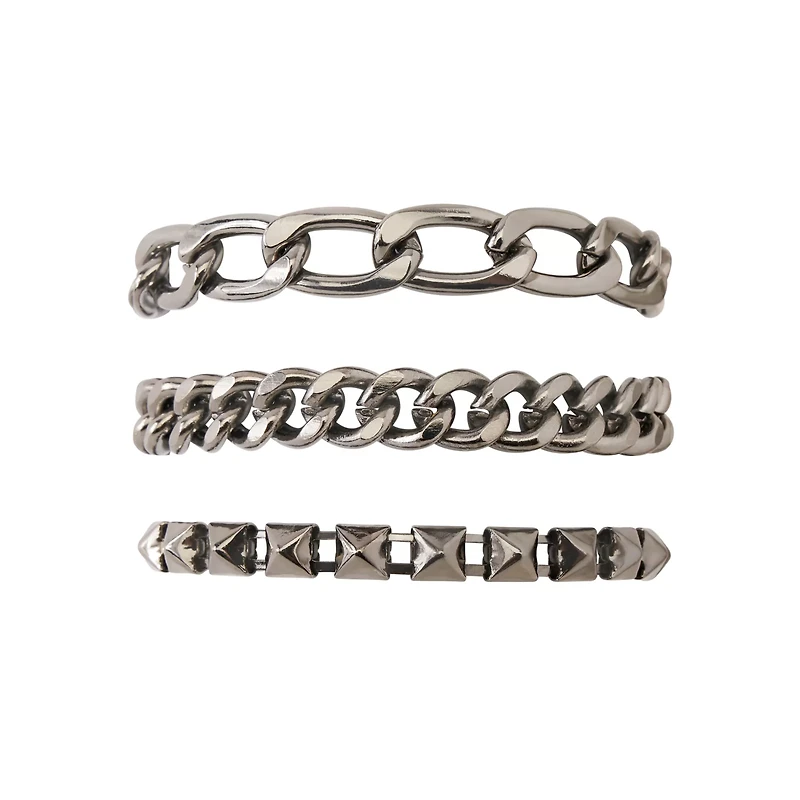 Multi-Pack Gray Chain Bracelets - 3 Pack
