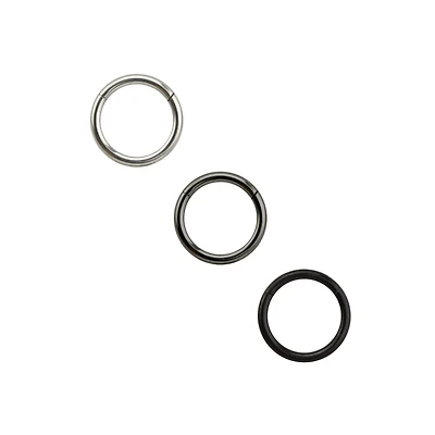 Multi-Pack Black and Gray Clicker Septum Rings 3 Pack - 16 Gauge