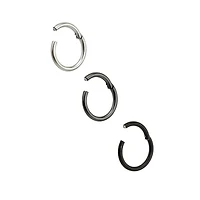 Multi-Pack Black and Gray Clicker Septum Rings 3 Pack - 16 Gauge