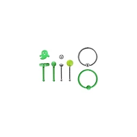 Multi-Pack Glow the Dark Ghost Bone and Hoop Nose Rings 6 Pack - 20 Gauge
