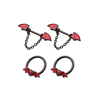 Multi-Pack Black Bat Dangle Nipple Barbells 2 Pair - 14 Gauge